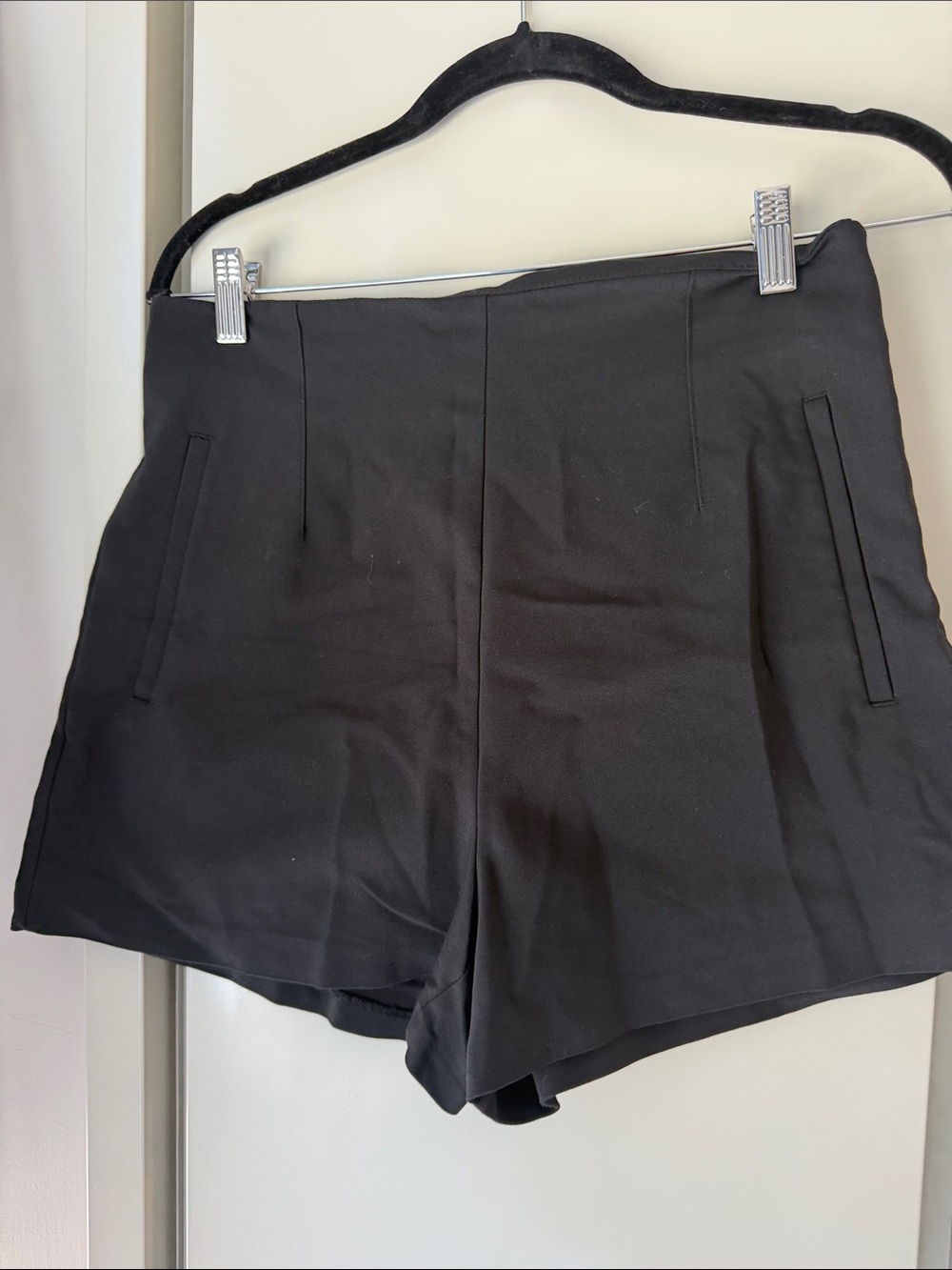 Zara Black High-Waist Tailored Shorts